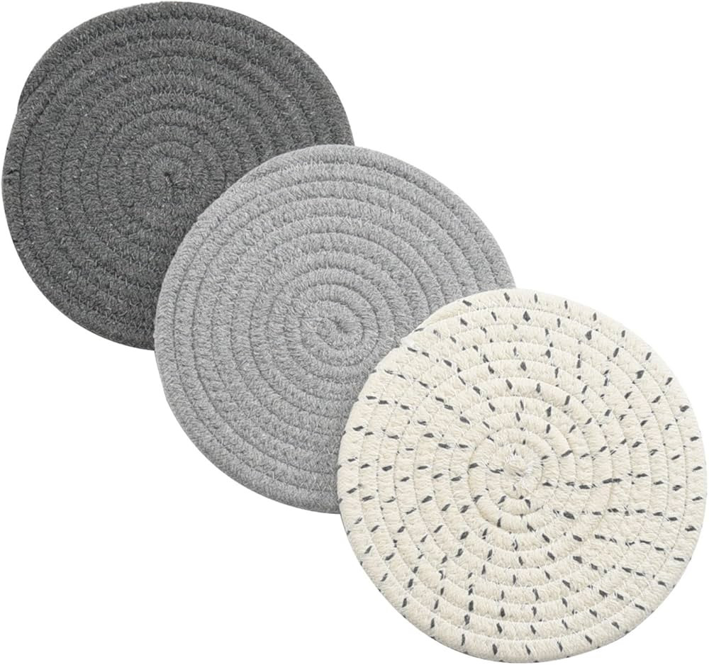Potholders Set Trivets Set 100% Pure Cotton Thread Weave Hot Pot Holders Set (Set of 3) Stylish C... | Amazon (US)