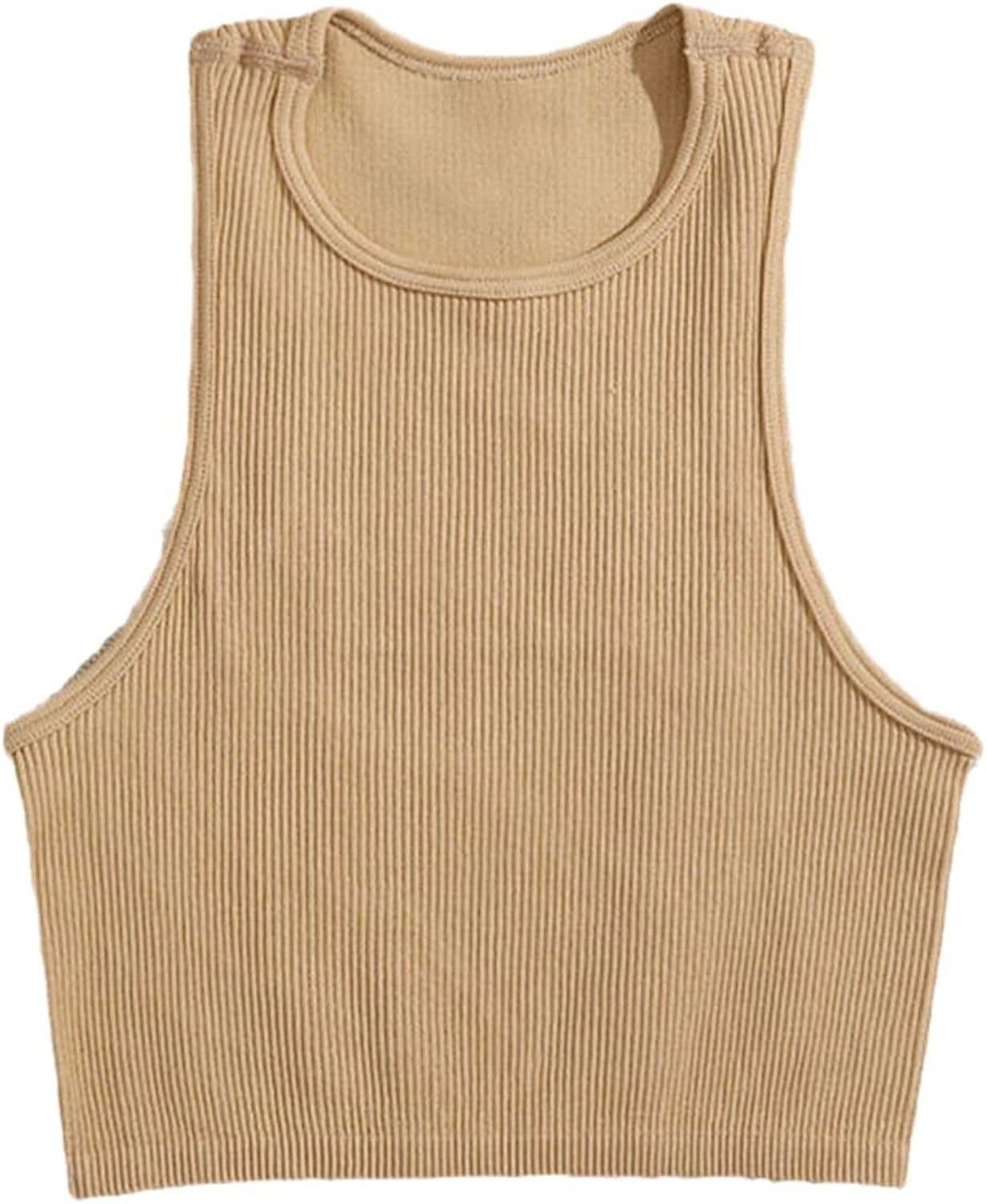 14 Colors Crop Top Women T-Shirts Vest Seamless Streetwear Elastic Rib-Knit Sleeveless Casual Top... | Amazon (US)