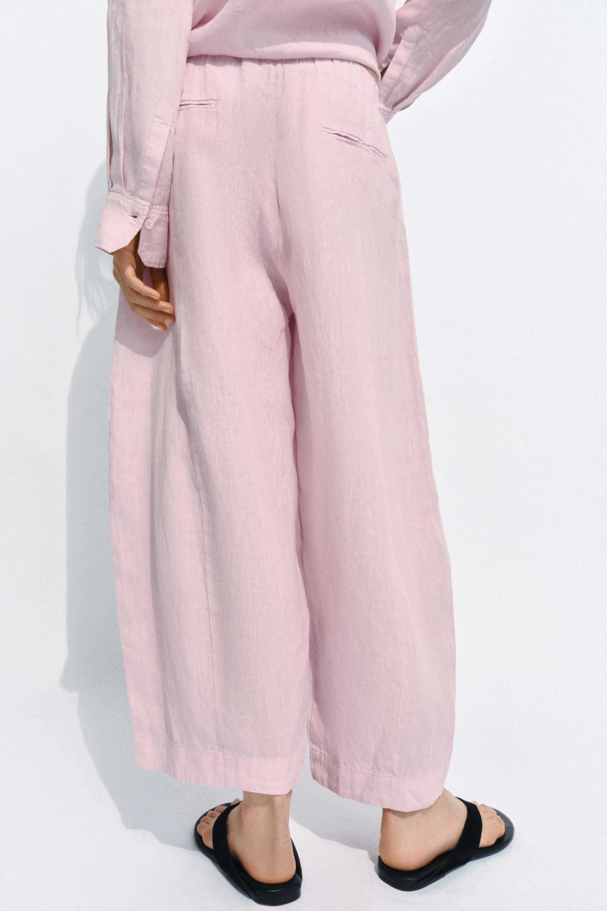 ZW COLLECTION 100% LINEN BARREL TROUSERS | Zara UK