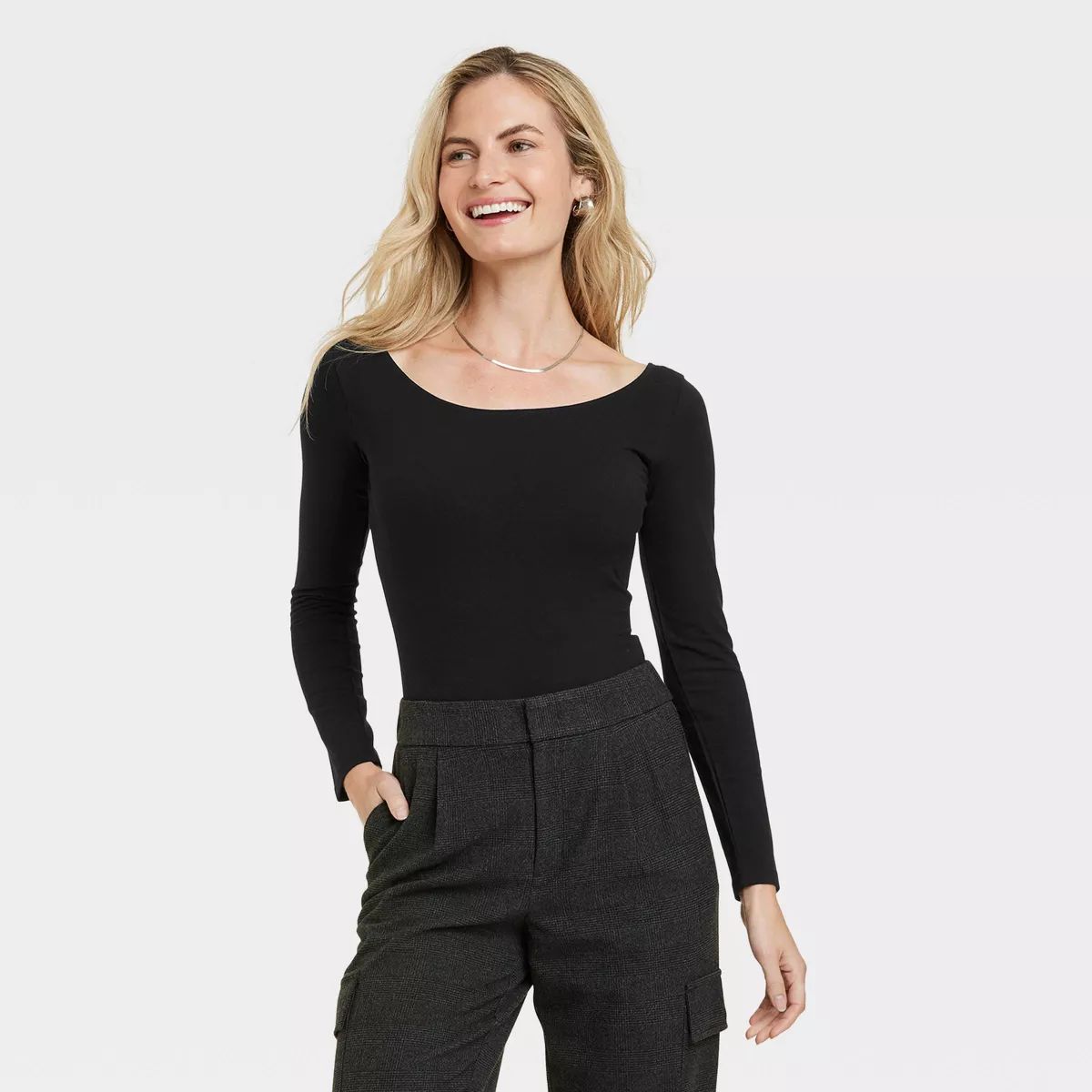 Women's Off-Shoulder Bodysuit - A New Day™ Black L | Target