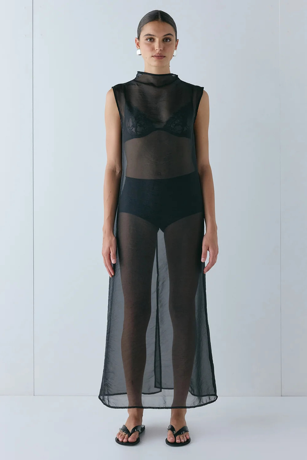 Serena Sheer Maxi Dress Black | VRG Grl