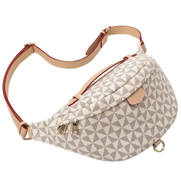 LUXUR Fashion Sling Fanny Pack Waist Bag Checkered Waistpack Belt Bag PU Leather Pouch Shoulder B... | Walmart (US)