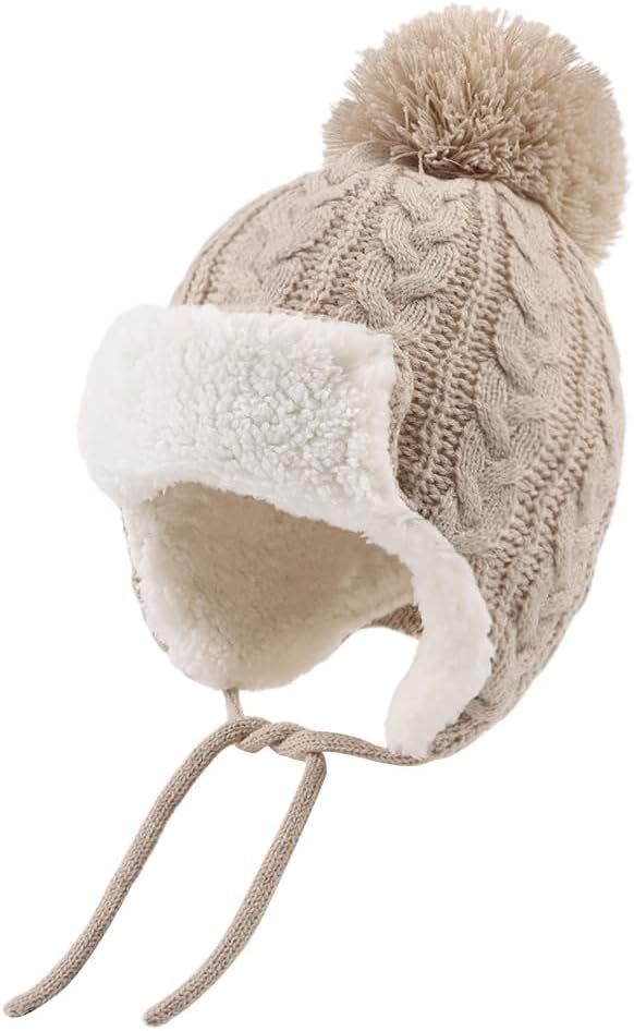 Winter Kids Beanie Hat Baby Knitted Hats Fleece Earflap Beanie Windproof Warm Toddler Beanies Boy... | Amazon (US)