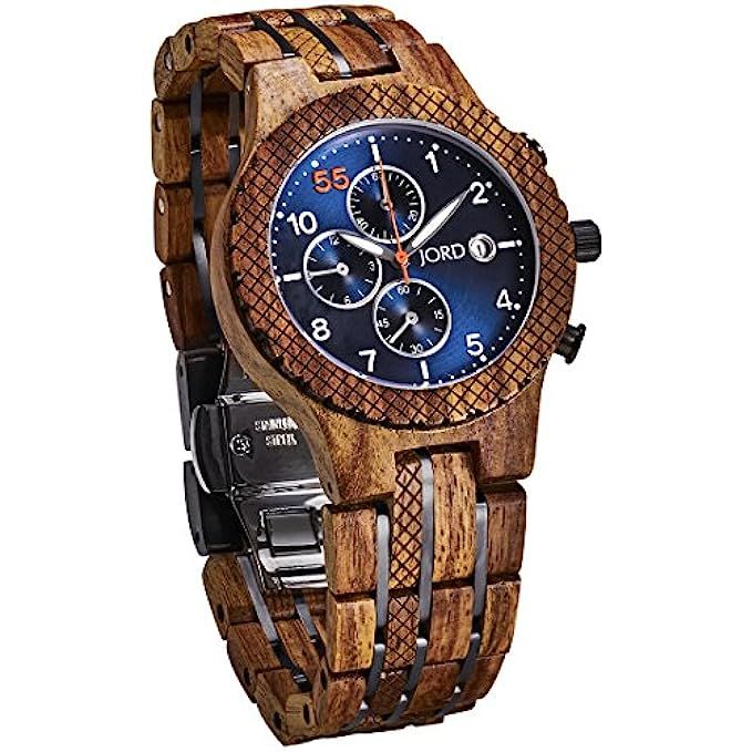 JORD Wooden Wrist Watches for Men - Conway Series Chronograph / Wood and Metal Watch Band / Wood Bez | Amazon (US)