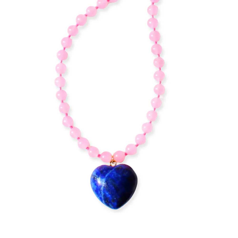 Pink Jade & Lapis Heart Pendant Necklace | Embark Fine Jewelry