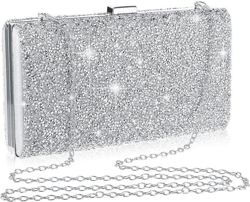 Clutch Purse Evening Bag Women Rhinestone Glitter Handbag Double Sided with Chain Crossbody Purse... | Amazon (US)