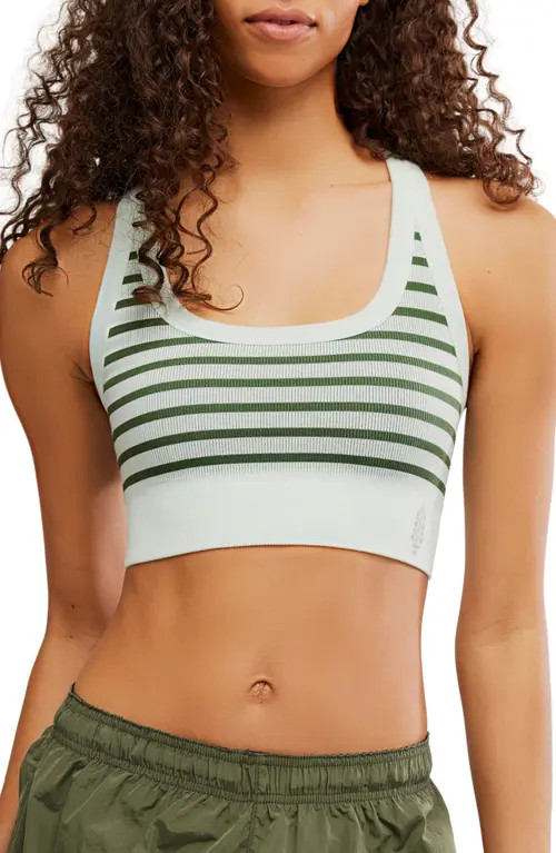Free People FP Movement Stripe Go To Sports Bra in Frosty Combo at Nordstrom, Size Medium/large | Nordstrom
