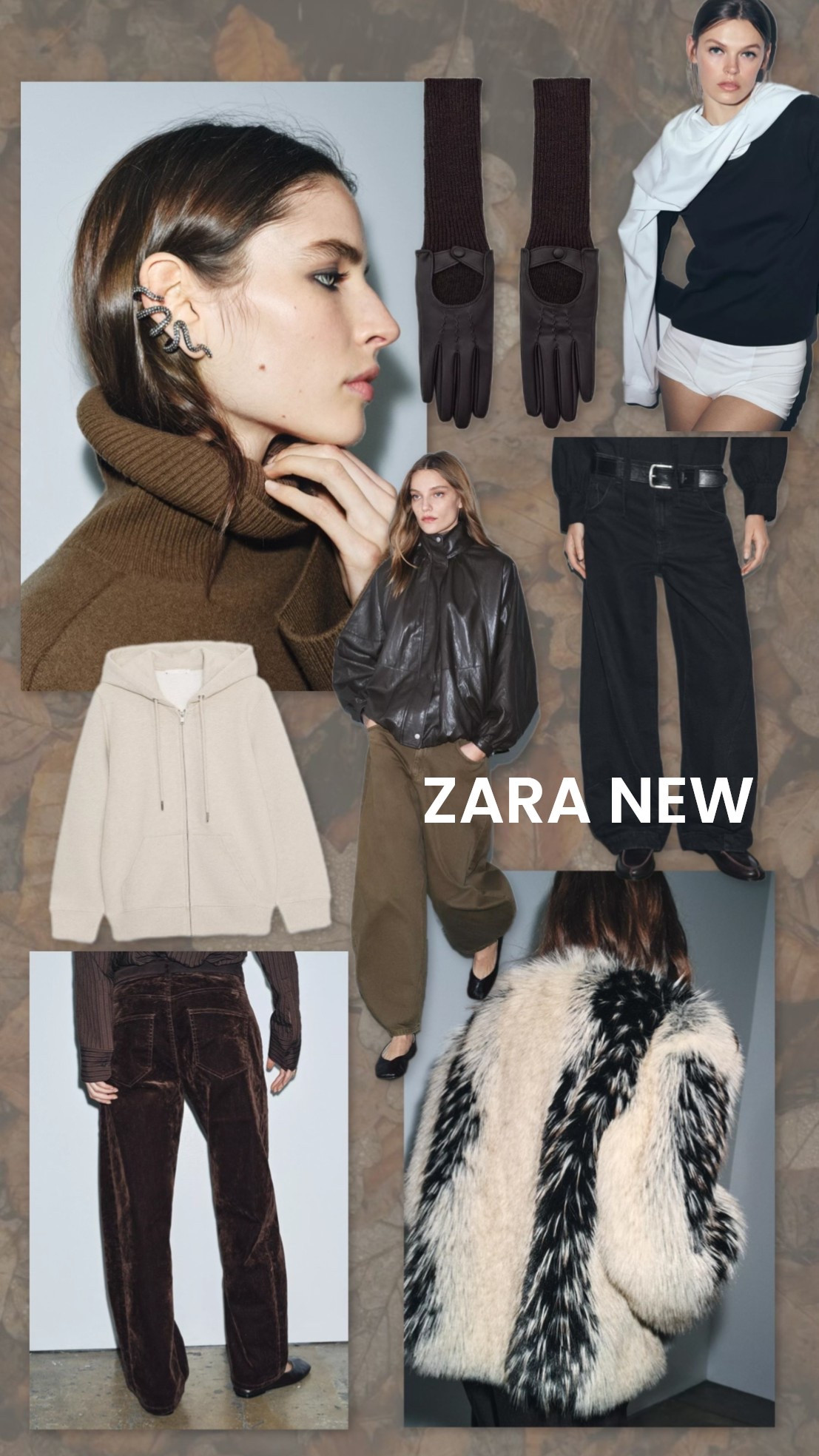 Zara new in edit #zara

Barrel leg black jeans
Grey zip hoodie
Faux fur fluffy coat
Leather bomber jacket brown
Ear cuffs statement jewellery 
Long sleeve basic top 
Long leather gloves
Autumn outfits 


#LTKautumn #LTKuk #LTKwinter