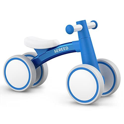 SEREED Baby Balance Bike for 1 Year Old Boys Girls 12-24 Month, 4 Wheels Toddler First Bike, First Birthday Gifts (Blue New) | Amazon (US)