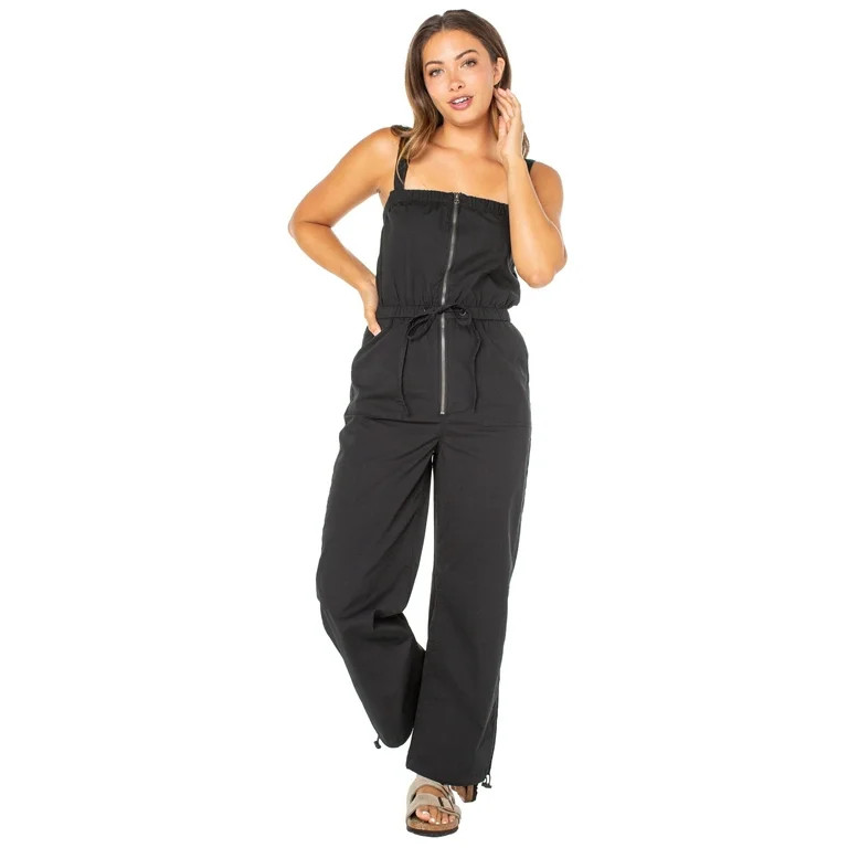 Celebrity Pink Juniors High Rise Zip Front Self Tie Jumpsuit - Walmart.com | Walmart (US)