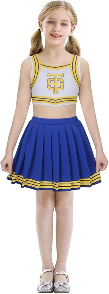 Kids Tay Tay Cheerleader Costume Dress Outfit Little Girls Swift Cheerleading Crop Top with Skirt... | Amazon (US)