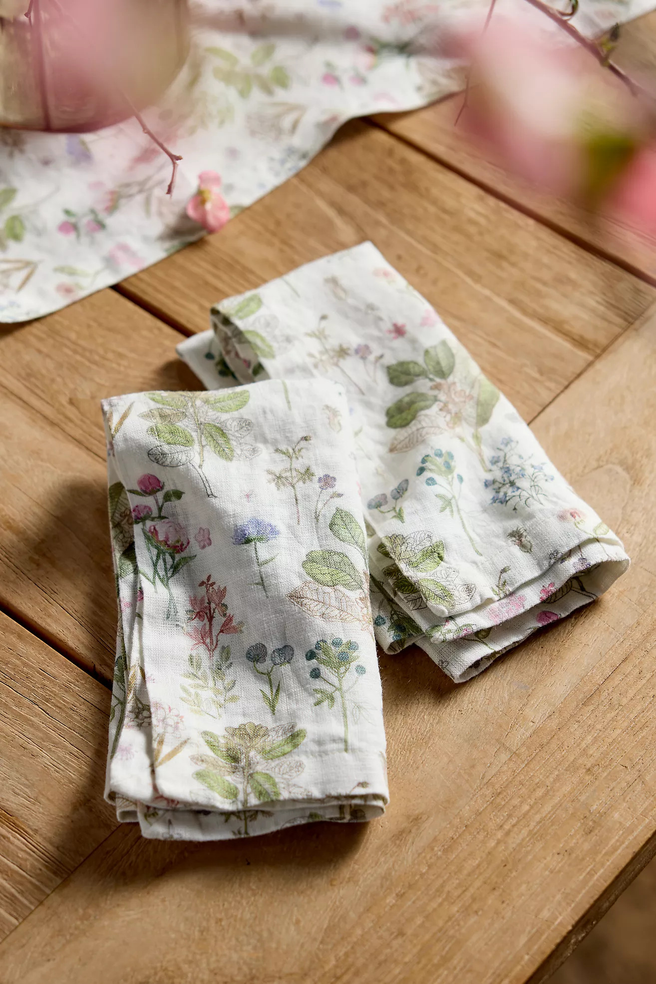 Botanical White Linen Napkins, Set of 2 | Anthropologie (US)