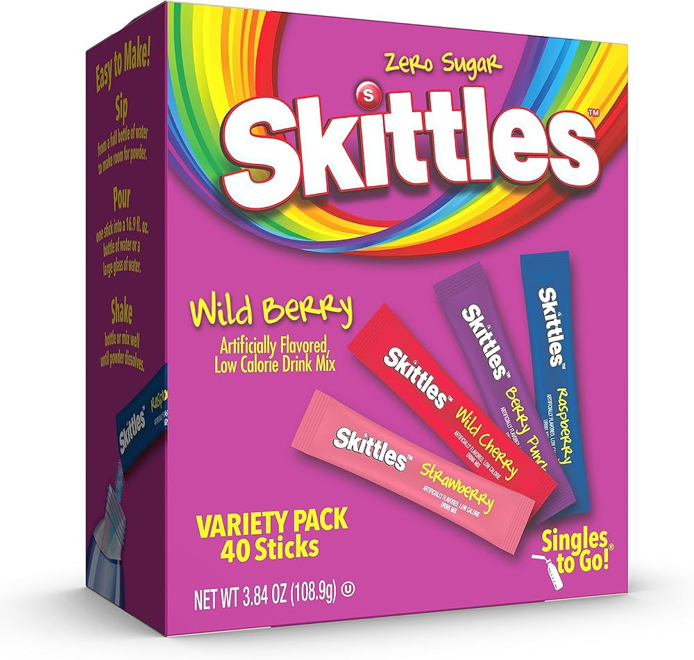 Skittles Singles To Go Wild Berry Variety Pack, Watertok Powdered Drink Mix, Zero Sugar, Low Calo... | Amazon (US)