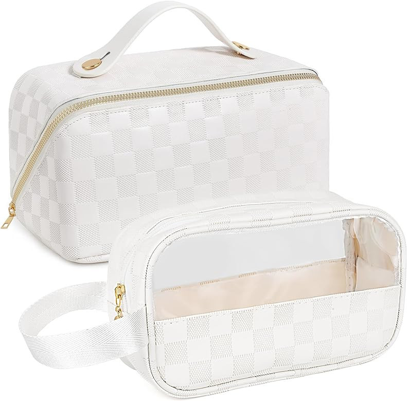 Portable Travel Makeup Bag Set, Women Cosmetics Bags, Large Capacity Makeup Bag Organizers Multip... | Amazon (US)