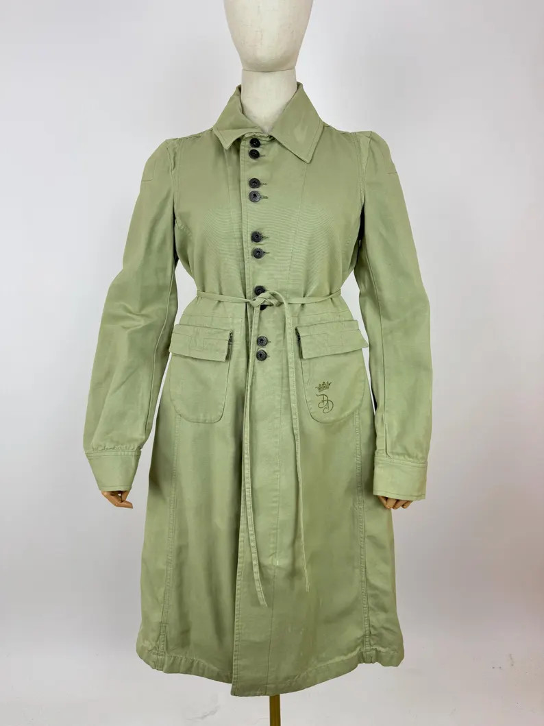 Vintage Diesel Coat Womens Canvas Trench Light Green Archive Clothing Size M - Etsy Canada | Etsy (US)
