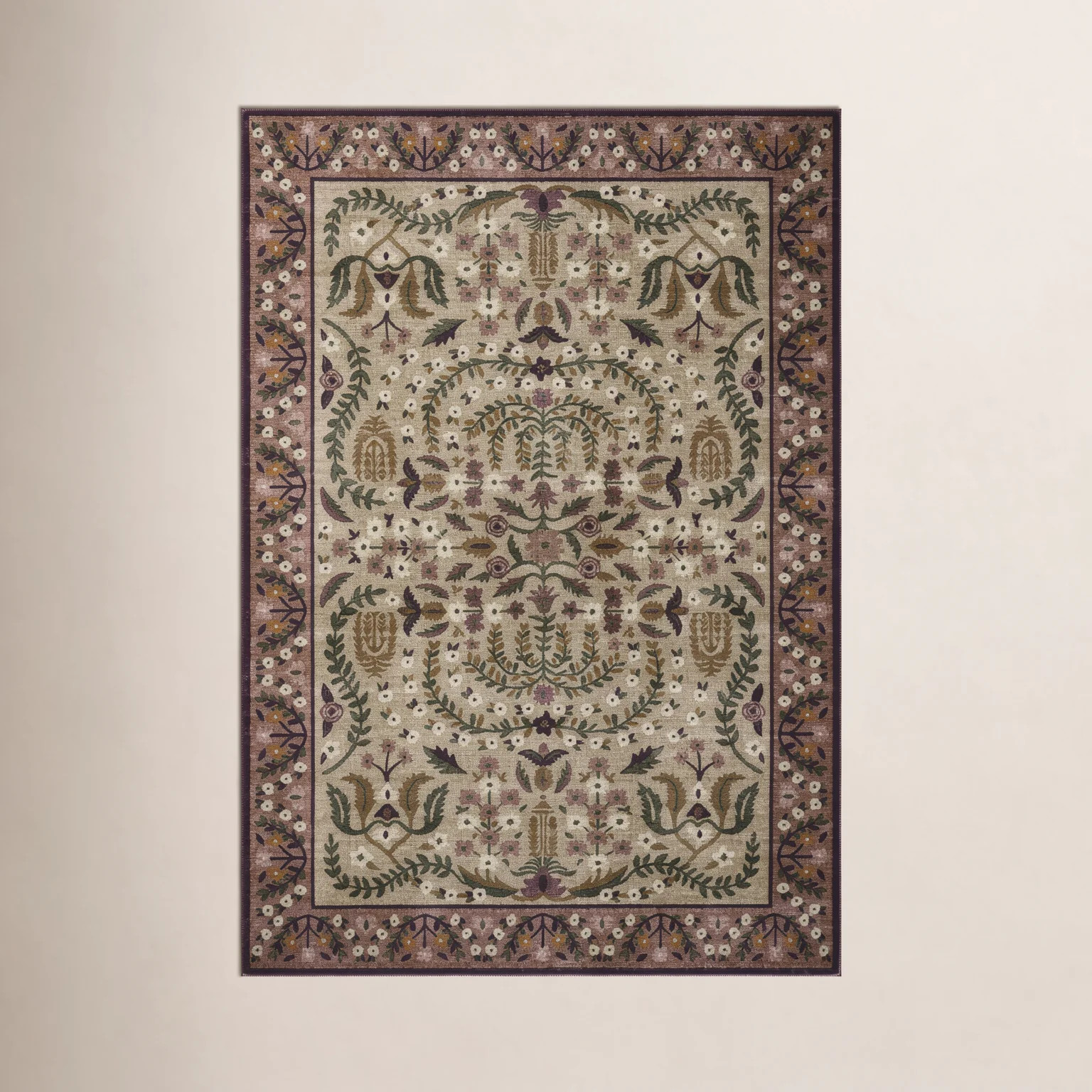 Rifle Paper Co. x Loloi Canopy Aubergine Area Rug & Reviews | Wayfair | Wayfair North America