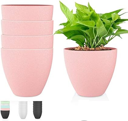 LELEE Plastic Planters Indoor Plant Pots - 7 Inch Thick Plastic Planter Pot Modern Decorative Sma... | Amazon (US)