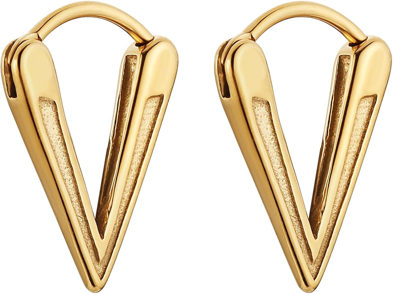 HZMAN Men Women Bike Punk Silver Stainless Steel Triangle Dangle Hoop Earrings | Amazon (US)
