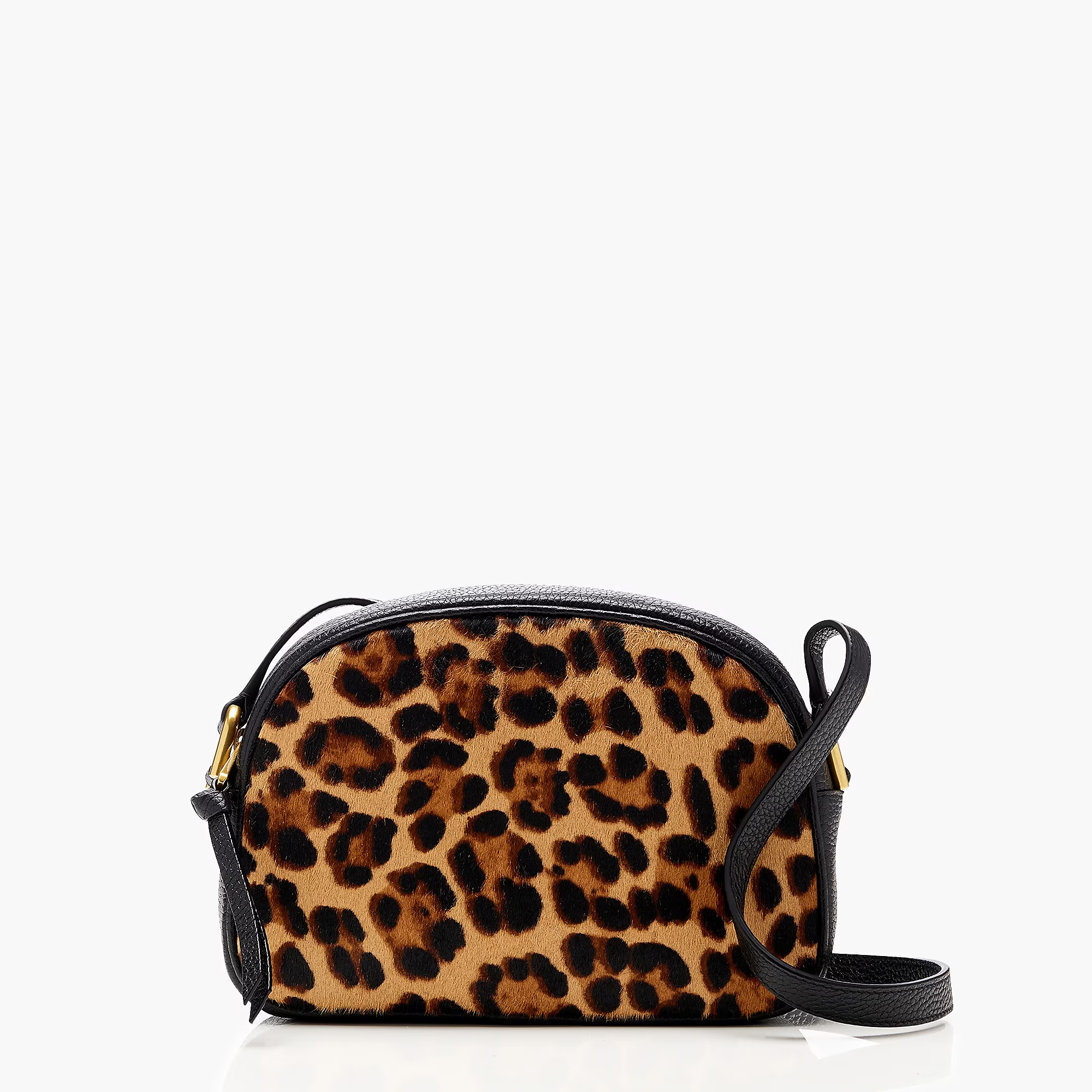 Devon camera bag in leather with leopard calf hair | J. Crew US
