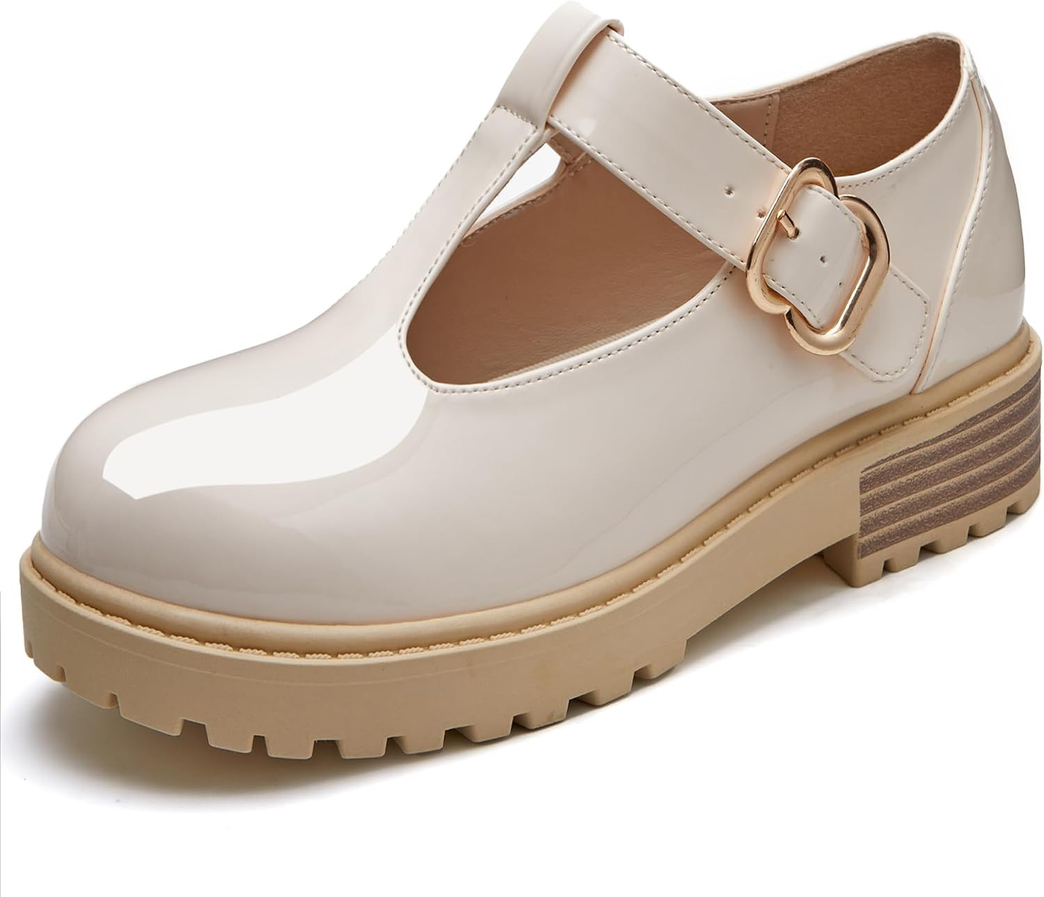 Coutgo Girls Mary Jane Dress Shoes Platform Loafers School Uniform Chunky Heel Closed Toe T-Strap Flats | Amazon (US)