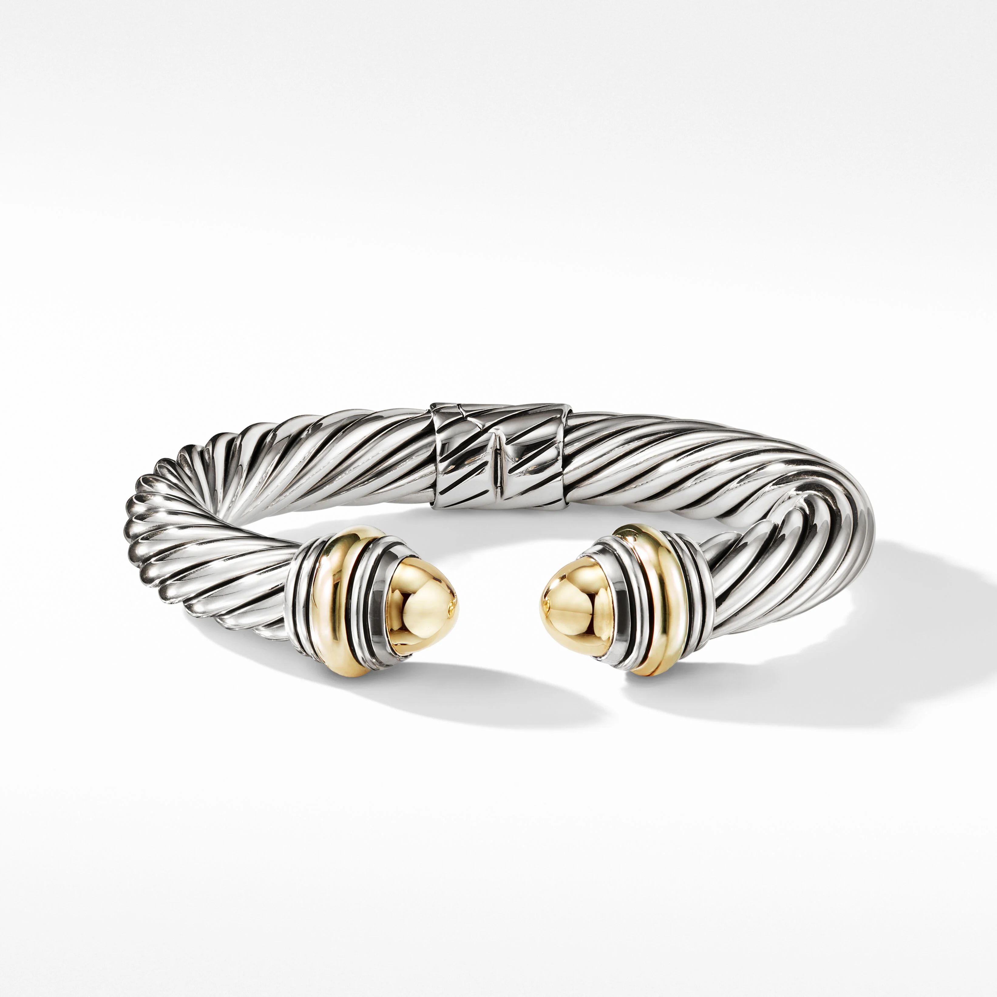 Cable Classics Color Bracelet in Sterling Silver with 14K Yellow Gold Domes | David Yurman