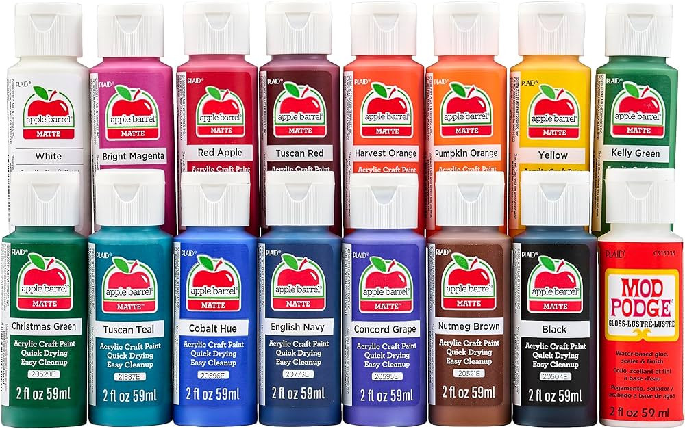 Apple Barrel Fall Colors Kit, 16 Piece Set Includes 15 Acrylic Craft Paints and 1 Mod Podge Gloss... | Amazon (US)