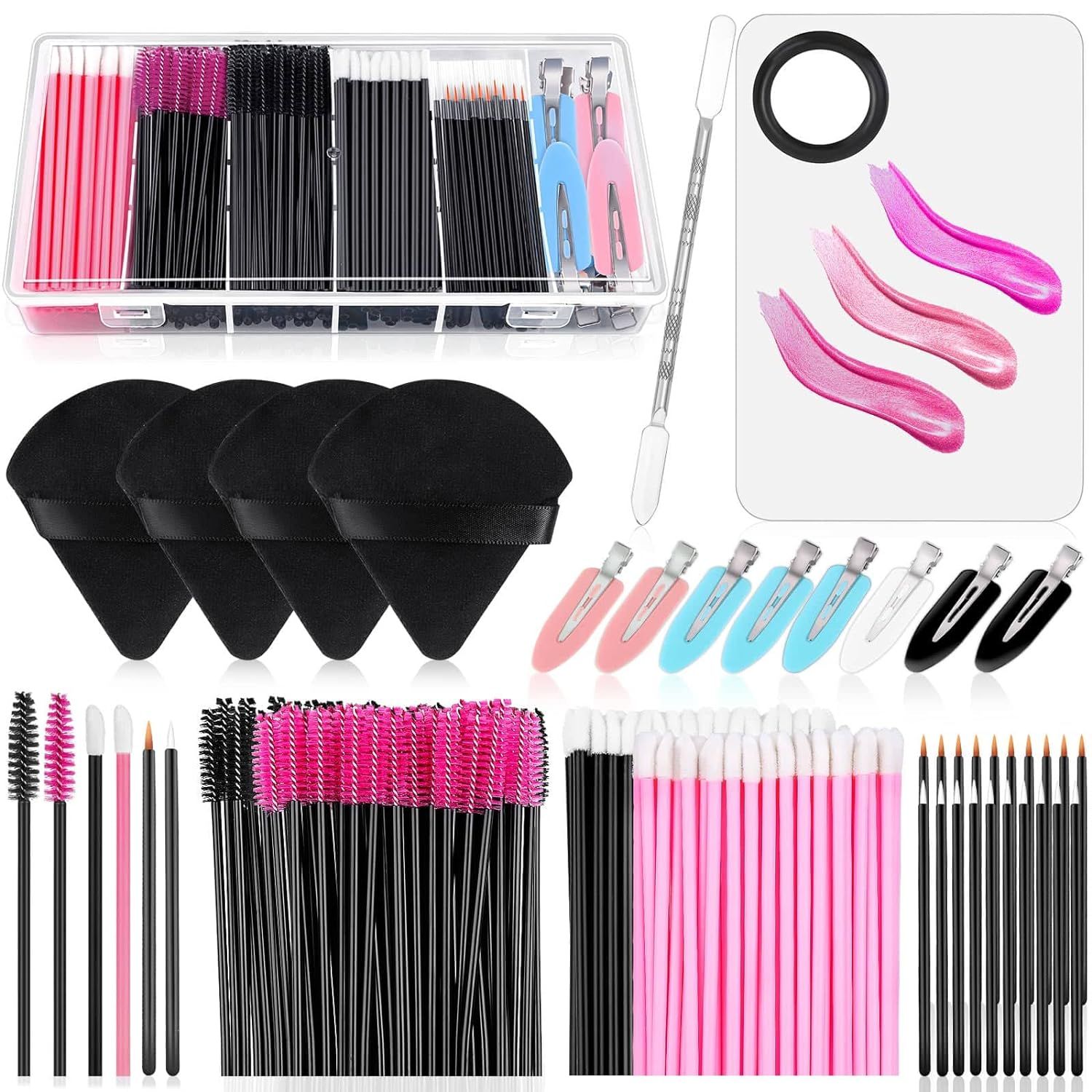 Amazon.com : Disposable Makeup Applicators Kit with Triangle Makeup Puff Makeup Mixing Palette Ma... | Amazon (US)