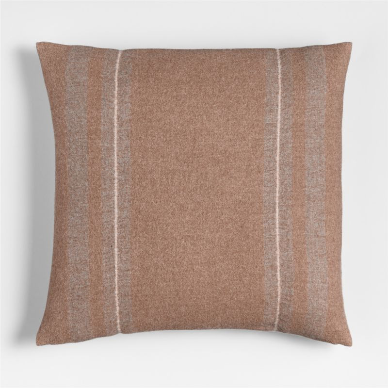 Selma Wool Blend Stripe 23"x23" Carmelo Tan Throw Pillow Cover + Reviews | Crate & Barrel | Crate & Barrel