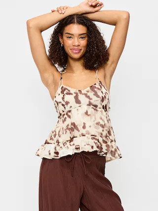 Chiffon Semi-Sheer Tie-Strap Cami Top | Old Navy (US)