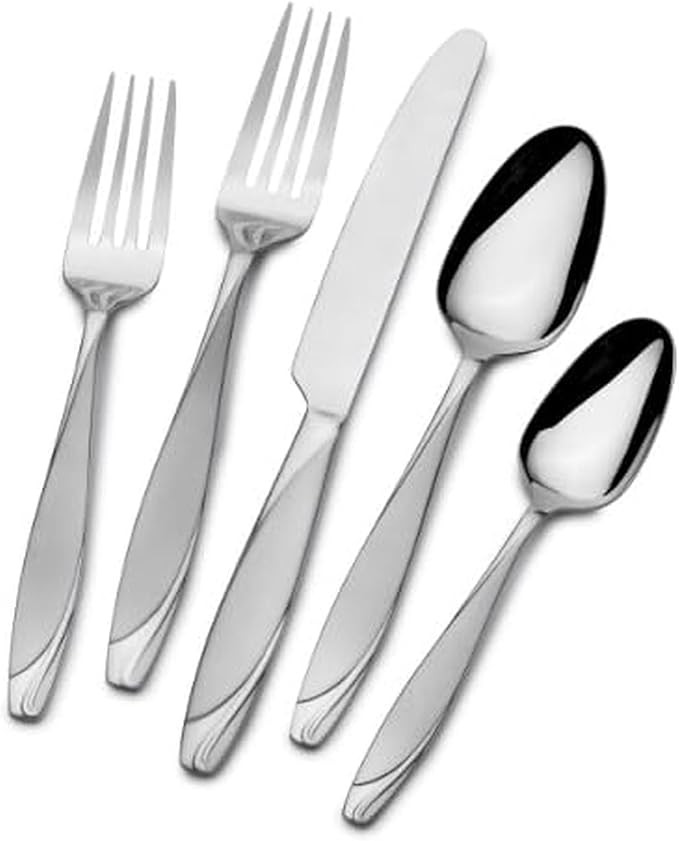 Gourmet Basics by Mikasa 5123292 Lunea Frost 20-Piece Stainless Steel Flaware Set, Service for 4 | Amazon (US)