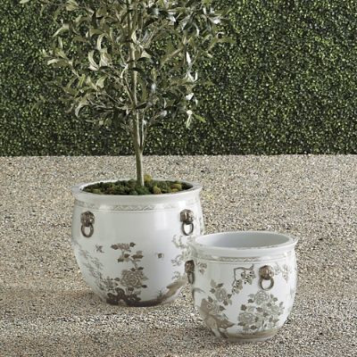 Brown Ming Handpainted Ceramic Planters | Frontgate