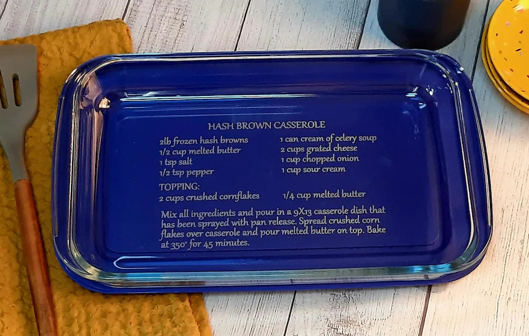 Personalized casserole dish, Engraved Recipe Pan, Personalized 9x13 Glass Baking Dish – Custom ... | Etsy (US)