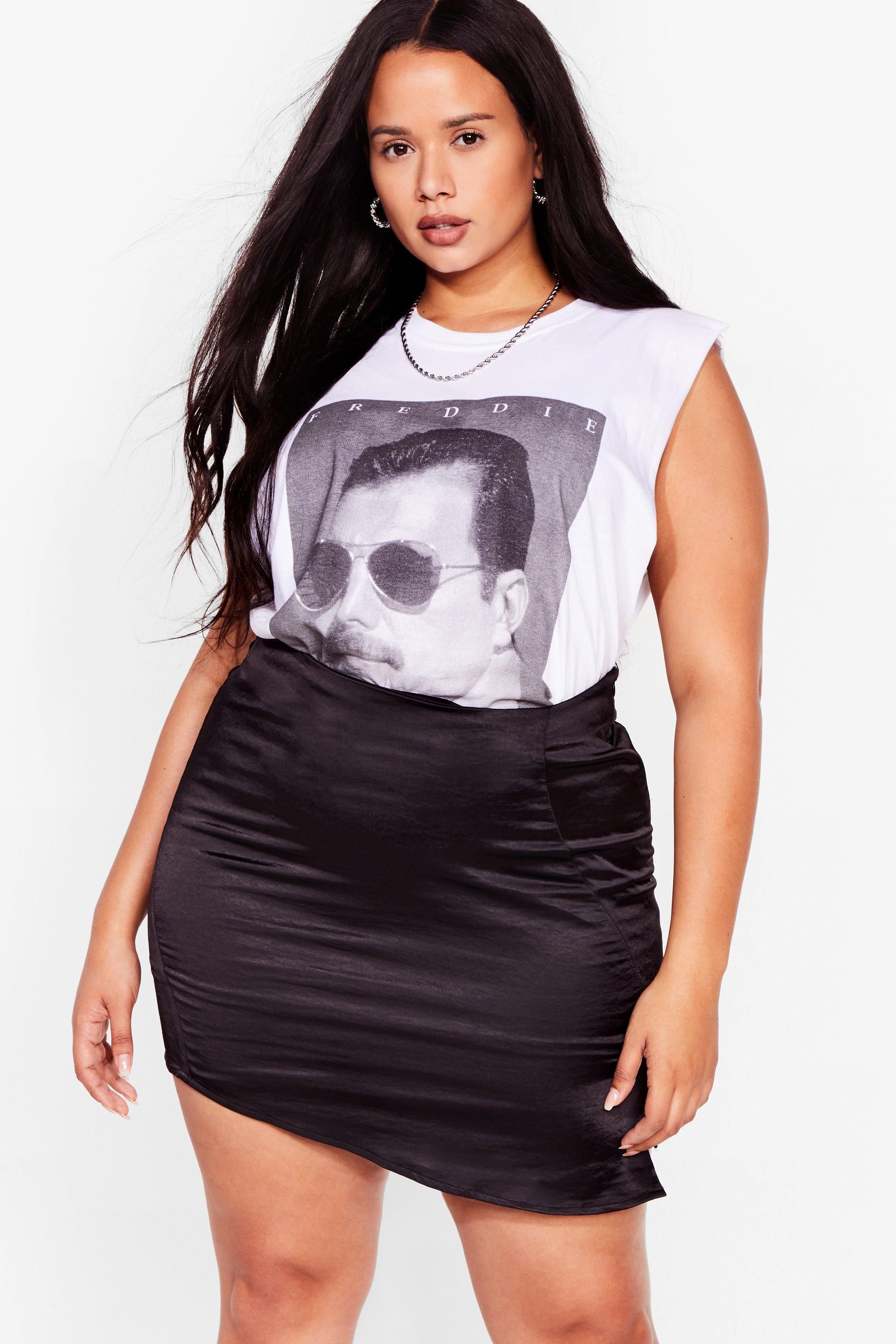 Slitted Out Plus Satin Mini Skirt | NastyGal (UK, IE)