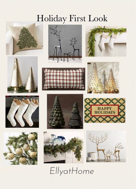 Holiday decor first look! Shop early for your favorites, best sellers sell out quickly! Sculpted reindeer, throw pillows, Mercury Christmas trees, garland on sale, evergreens, Christmas stockings, mercury ornaments, door mats. Pottery Barn, Kirkland’s, Ballard Designs, West Elm. Arhaus Free shipping. 

#LTKhome #LTKsalealert #LTKSeasonal