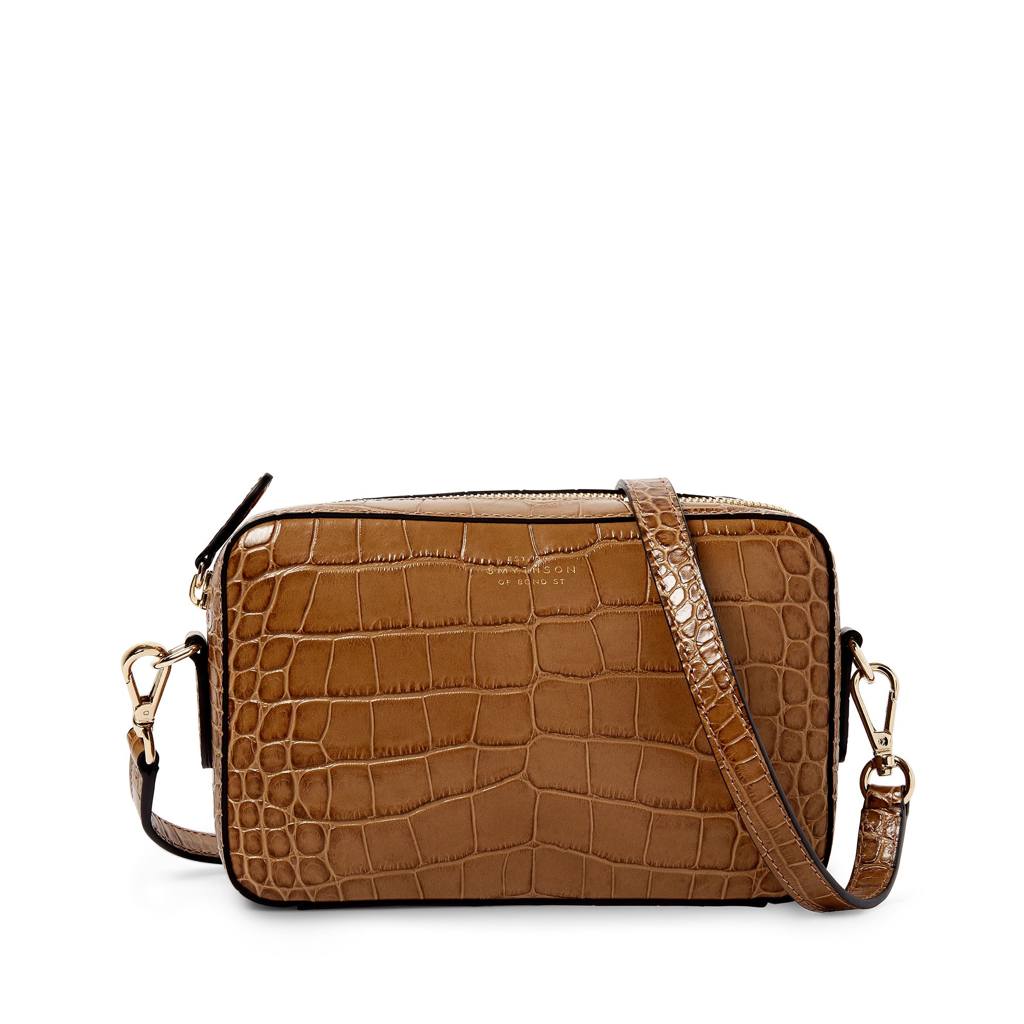 Camera Bag in Mara in mushroom | Smythson | Smythson