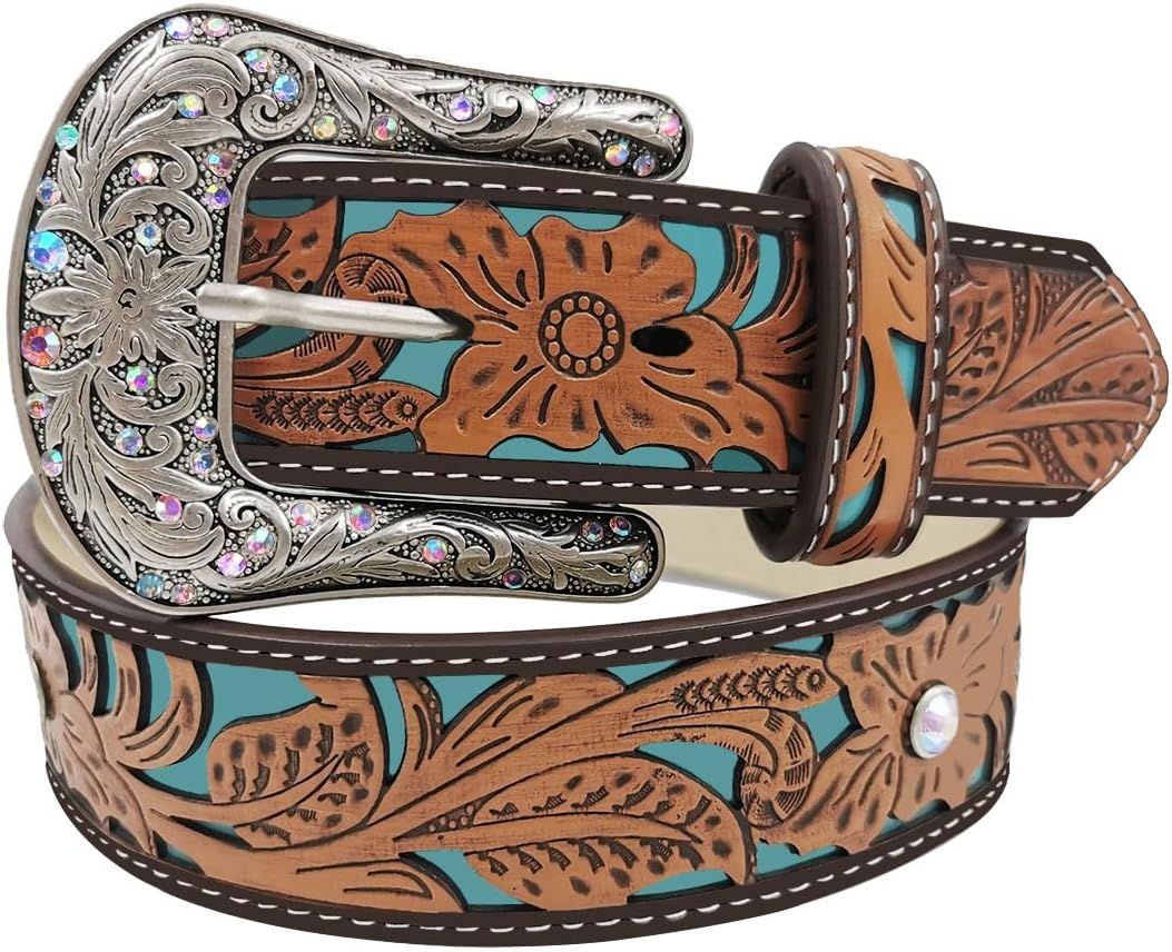 TOPACC Western Belts for Womens Mens Cowgirl Cowboy Country Belts with Buckles for Jeans Pants Ro... | Amazon (US)