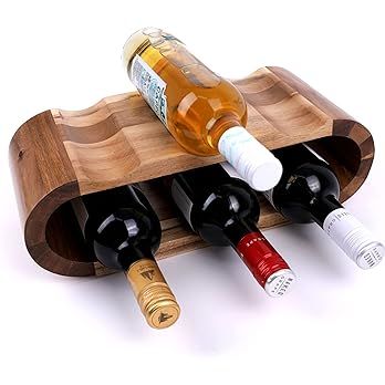 Lokeko Small Wooden Wine Racks Countertop - Modern 6 Bottle Premium Acacia Tabletop Wine Holder f... | Amazon (US)
