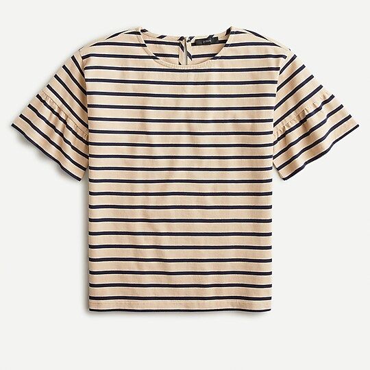 Mariner cloth ruffle-sleeve T-shirt in stripe | J.Crew US
