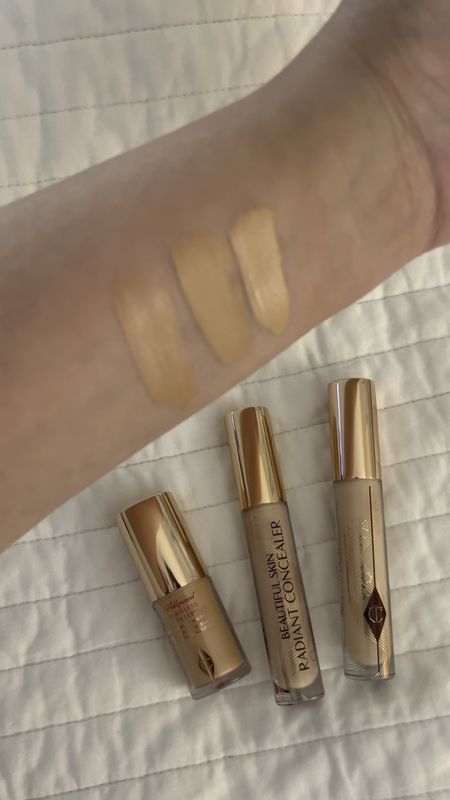 Swatches from left to right: Hollywood flawless filter in shade 4.5, and hands-down the best concealer I’ve ever used ~ Radiant Concealer in shades 7 and 5.

#LTKFindsUnder50 #LTKBeauty #LTKOver40