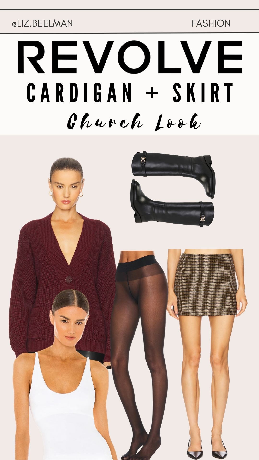REVOLVE: Cardigan + Skirt Church Look