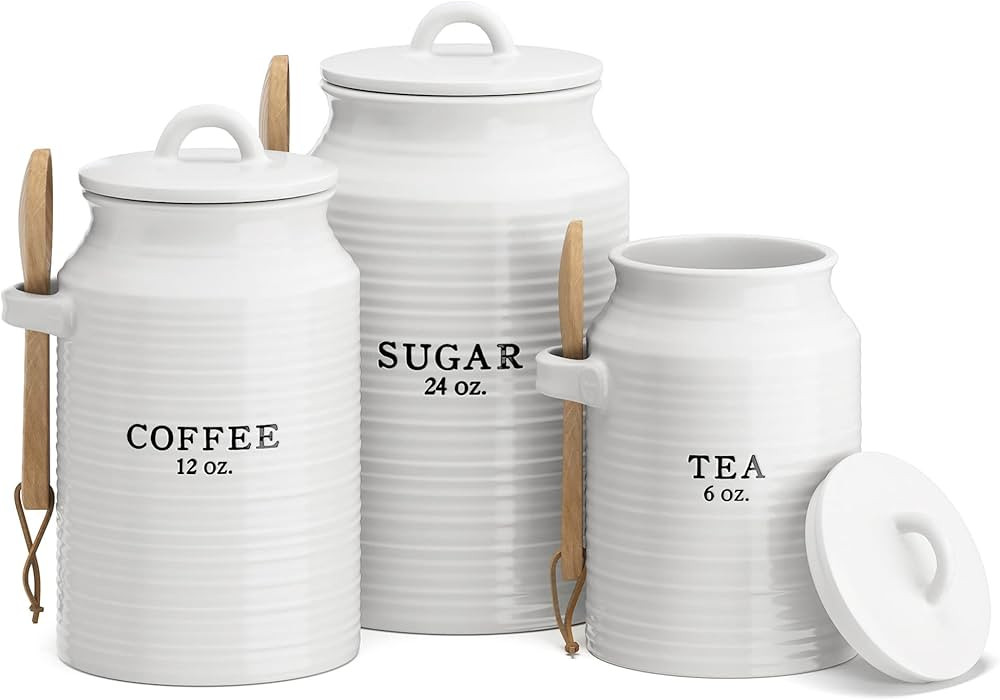 Barnyard Designs Canister Sets for Kitchen Counter, Ceramic Set, Decorative Canisters, Coffee Tea... | Amazon (US)