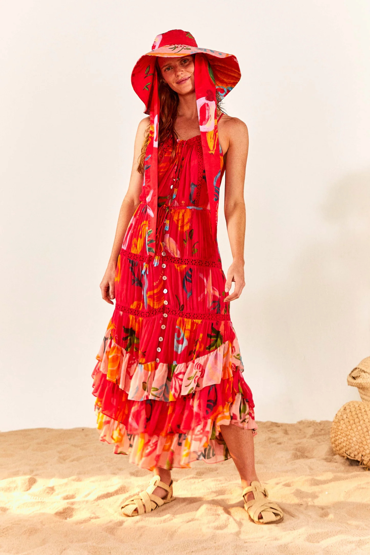 Red Mixed Fruits Ocean Maxi Dress | FarmRio (US)
