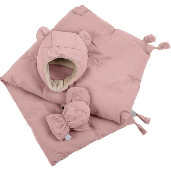 7AM Enfant | The Cub Set Airy Mitten Hat & Blanket, Cameo (Pink, Size 0-6M) | Maisonette | Maisonette