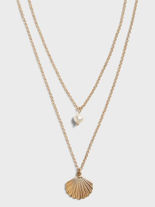 Shell & Freshwater Pearl Layer Necklace | Banana Republic (US)