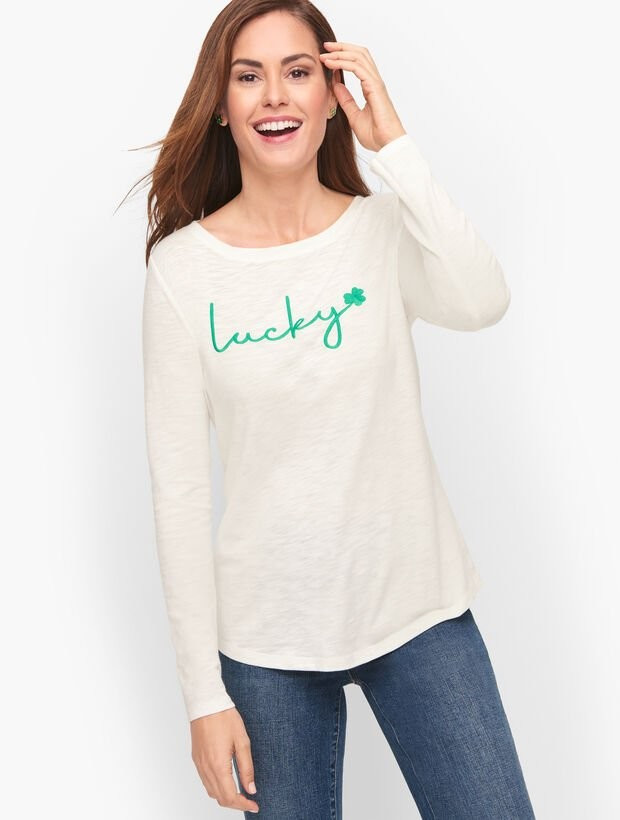 Cotton Bateau Neck Tee - Lucky | Talbots