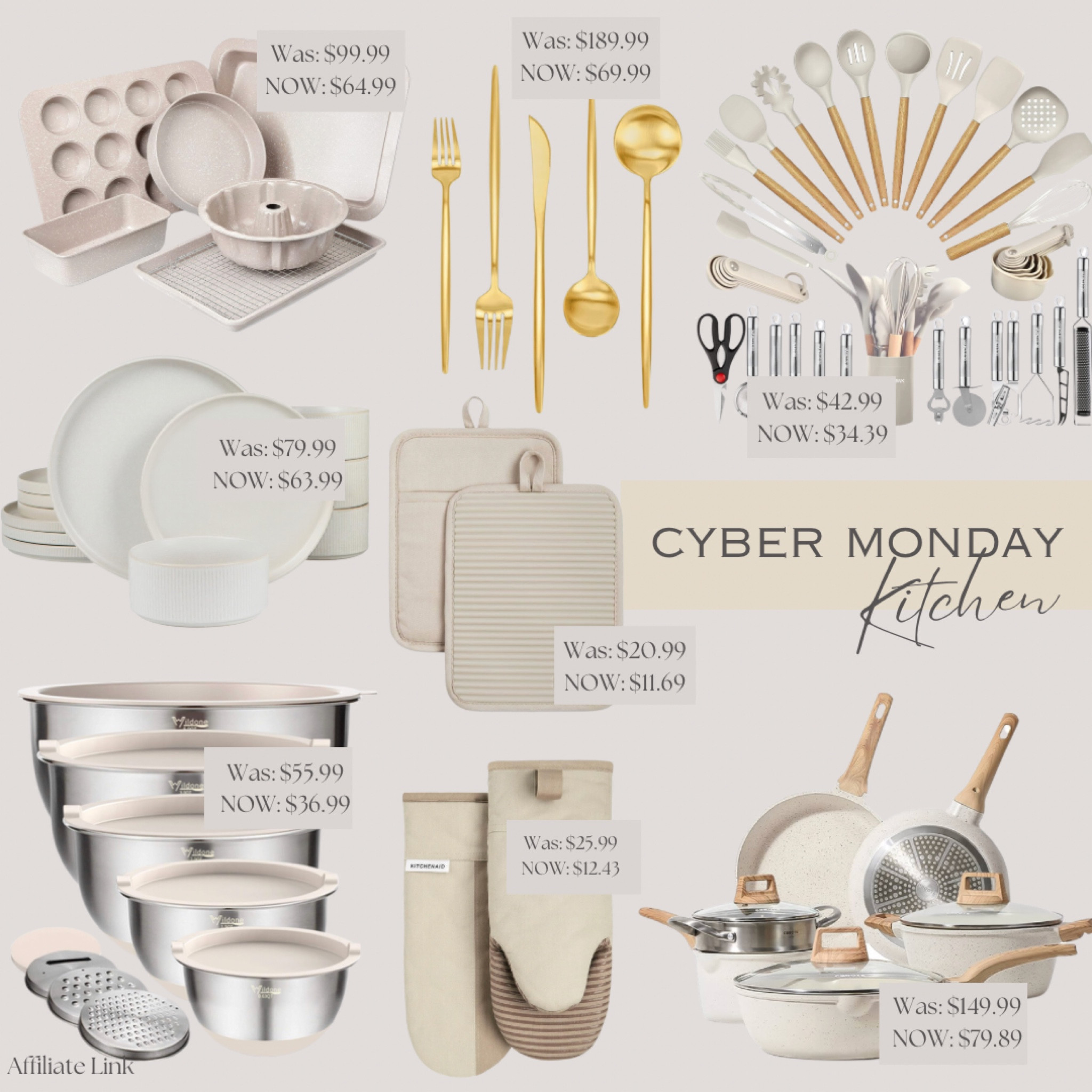 Cyber Monday Deals! 

Kitchen, silicone utensils, pots and pans, pot holder, oven mitts, white plates, plate set, baking pan set, nonstick pans, mixing bowls, silverware set, gold silverware, kitchen decor, home decor, Amazon, Amazon deals, lightning deals 

#LTKCyberWeek #LTKHoliday #LTKhome
