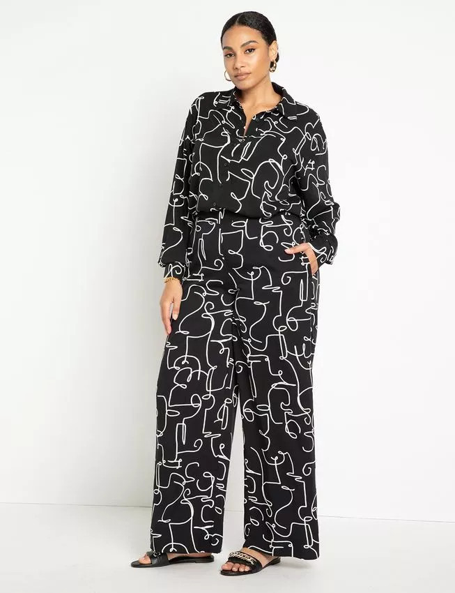 Printed Wide Leg Pant | Eloquii
