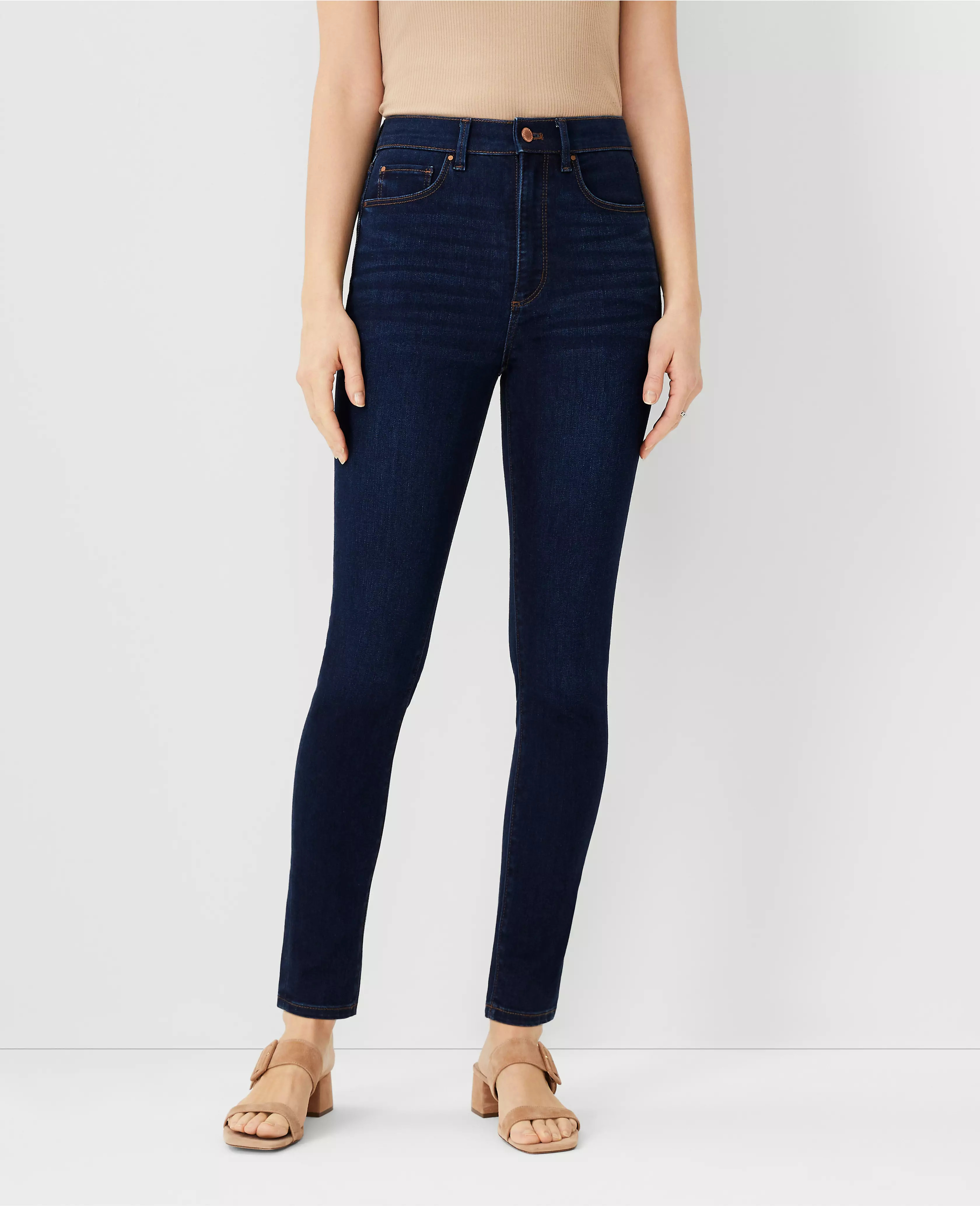Sculpting Pocket Highest Rise Skinny Jeans in Classic Dark Indigo Wash | Ann Taylor (US)