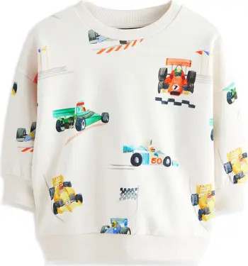Kids' Crew Car Print Cotton Crewneck Sweatshirt | Nordstrom
