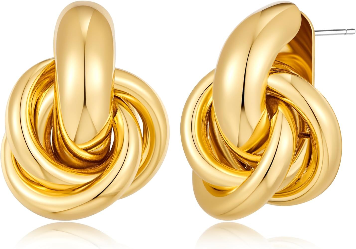 Gold Geometric Drop Dangle Earrings for Women 18K Chunky Trendy Knot Stud Small Twisted Link Earr... | Amazon (US)
